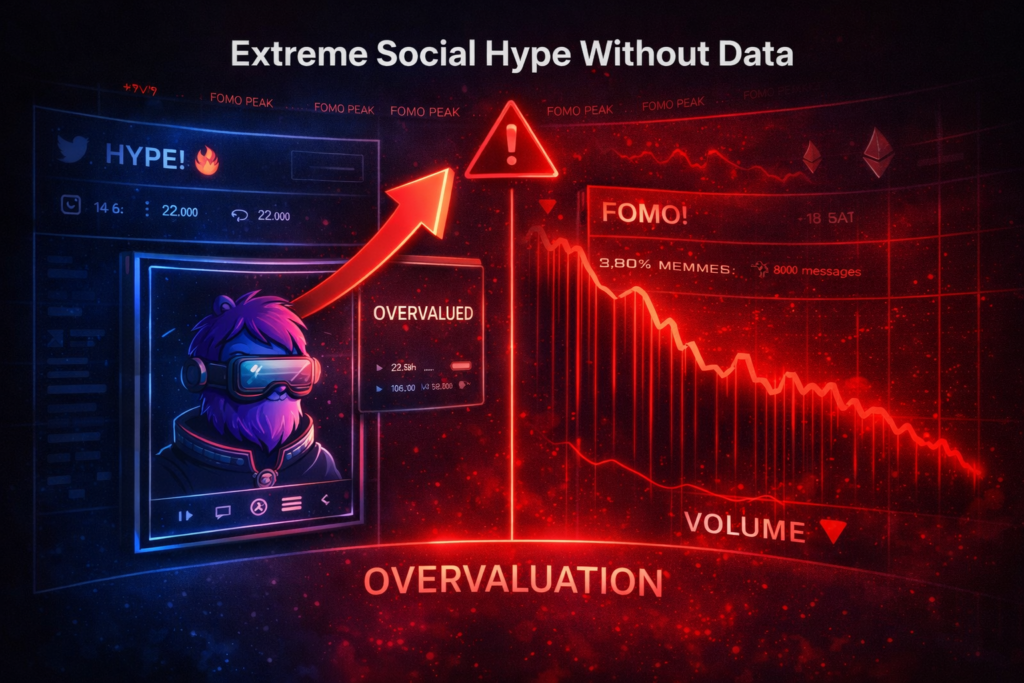 How to know if an NFT is overvalued during extreme social hype and FOMO peaks with falling trading volume