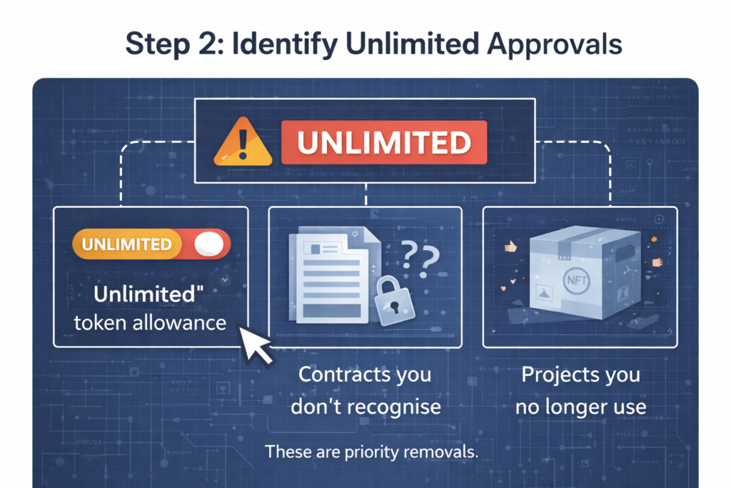 Infographic showing unlimited token allowance in smart contract approvals