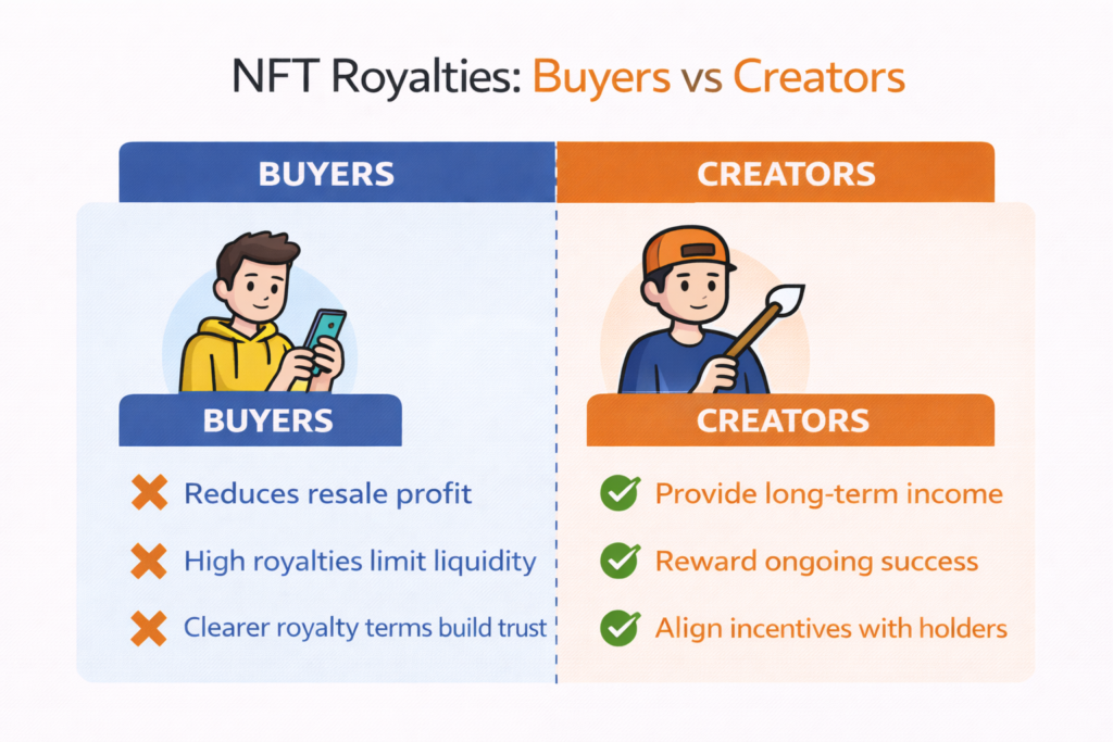 NFT royalties buyers vs creators comparison