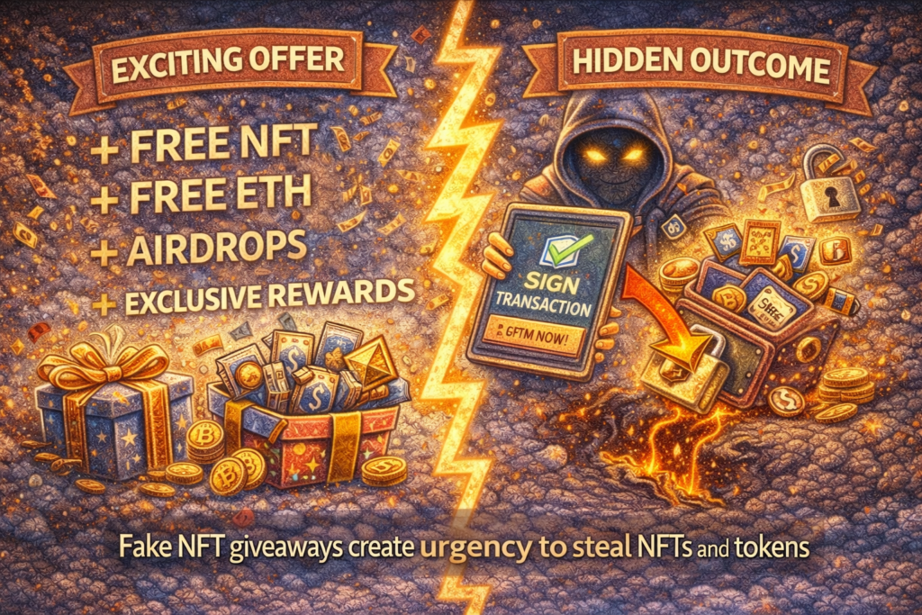 Fake NFT giveaway scam offering free NFTs and ETH explained
