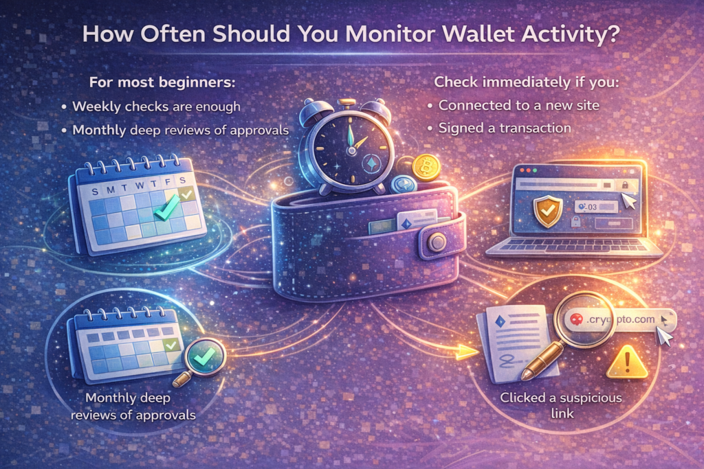 How often should you monitor wallet activity as a beginner