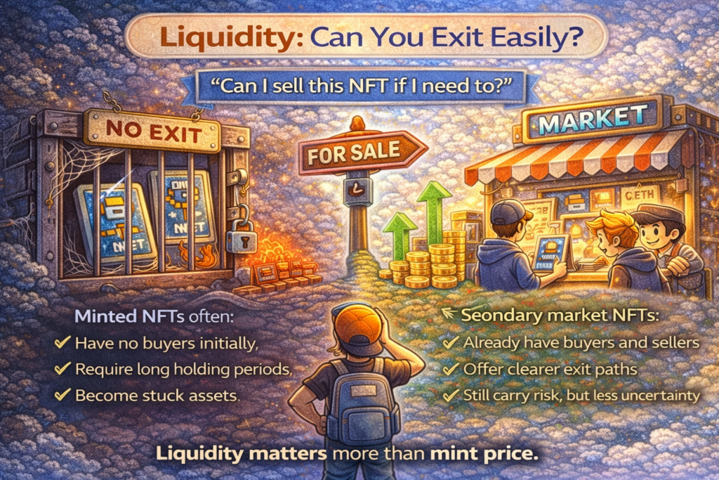 NFT liquidity explained: can you exit easily when minting vs secondary market