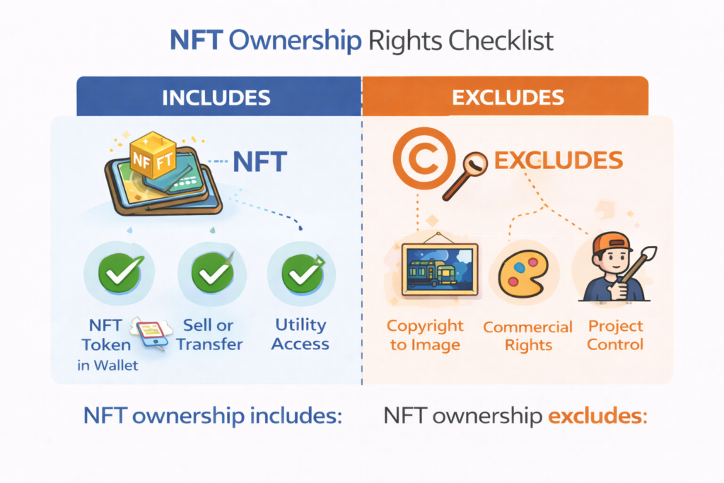 Alt text: NFT ownership rights checklist