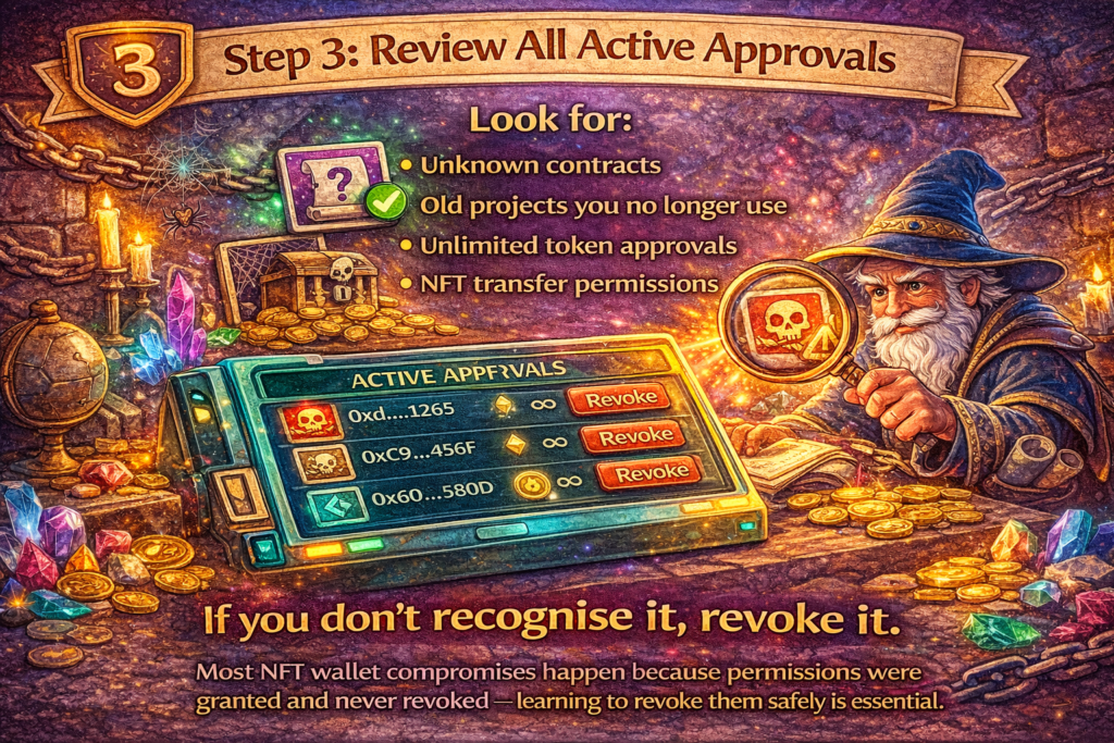 Review all active wallet approvals and revoke suspicious permissions