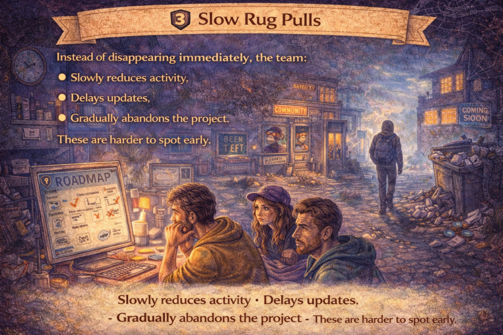 Slow rug pulls in NFT projects explained for beginners