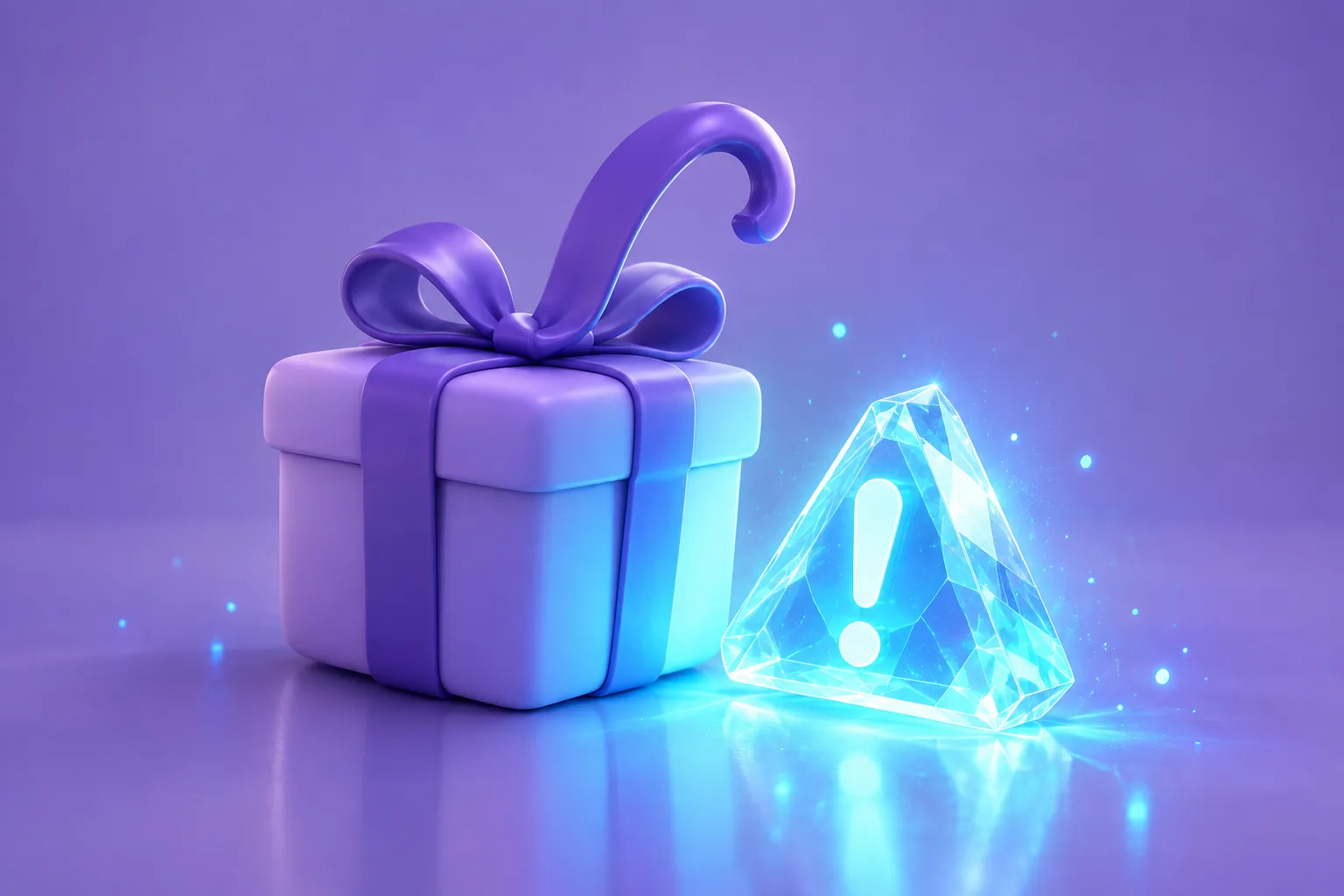Illustration of an ornate golden gift box whose ribbon is a hidden snare line, representing fake NFT giveaway bait