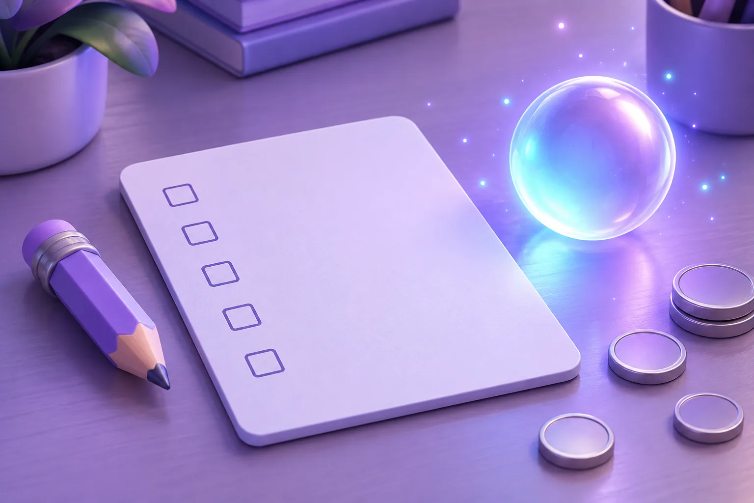 Illustrated NFT valuation worksheet shown as a blank grid card with a scale and gem