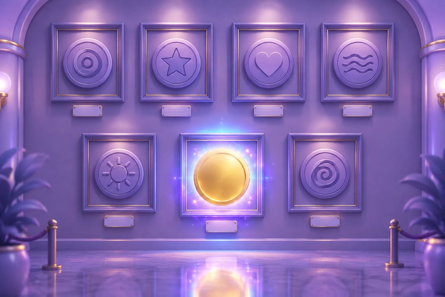 Illustration of checking NFT floor price shown as a gallery wall with the lowest tile glowing