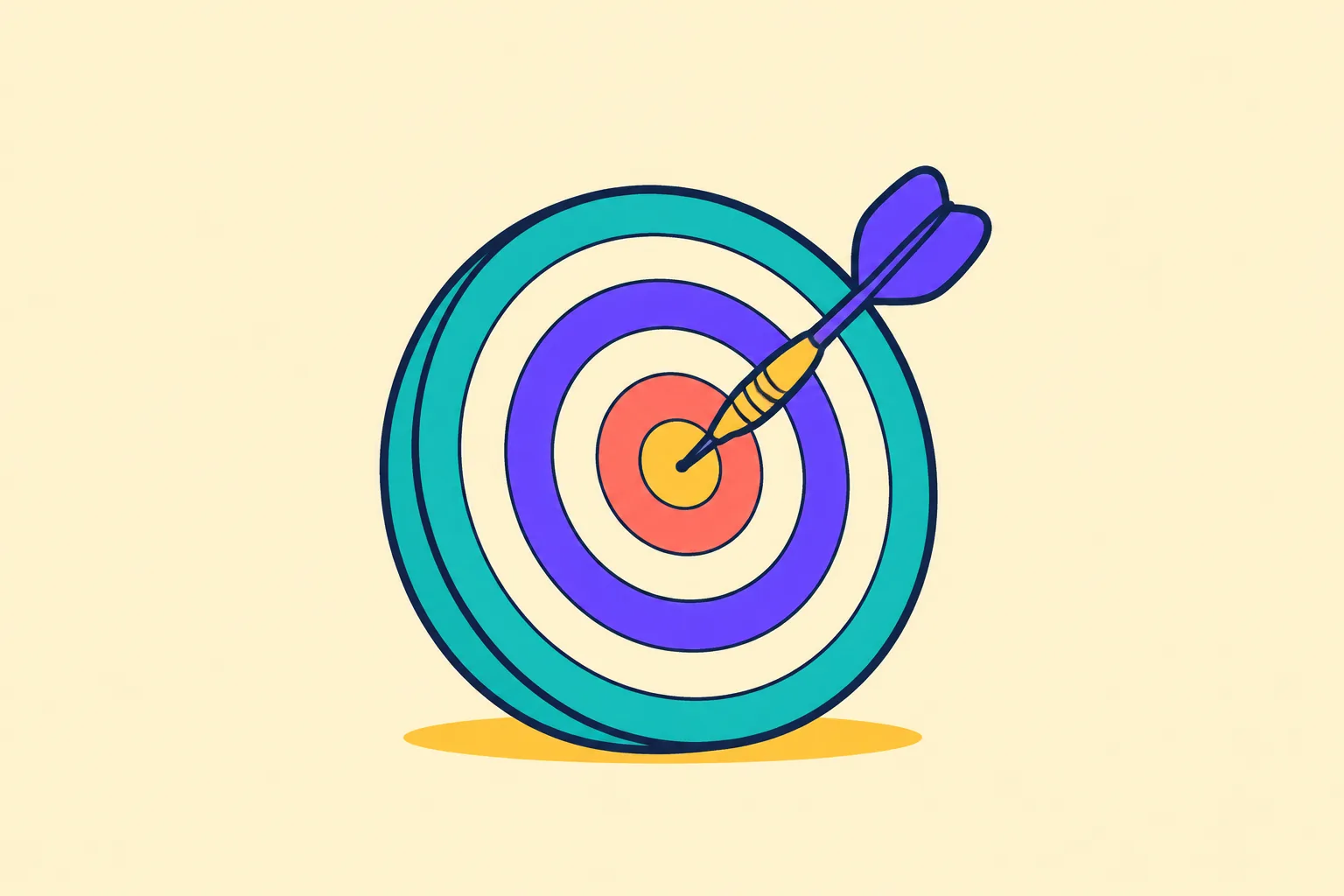 Illustration of timing an NFT sale shown as a target with a dart at its centre