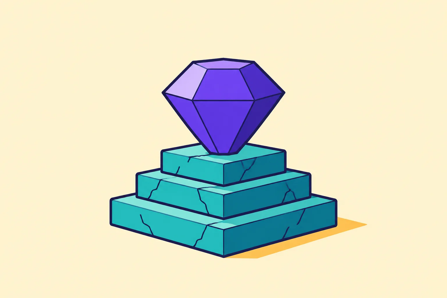 Illustration of NFT value foundation shown as a gem on stacked foundation blocks
