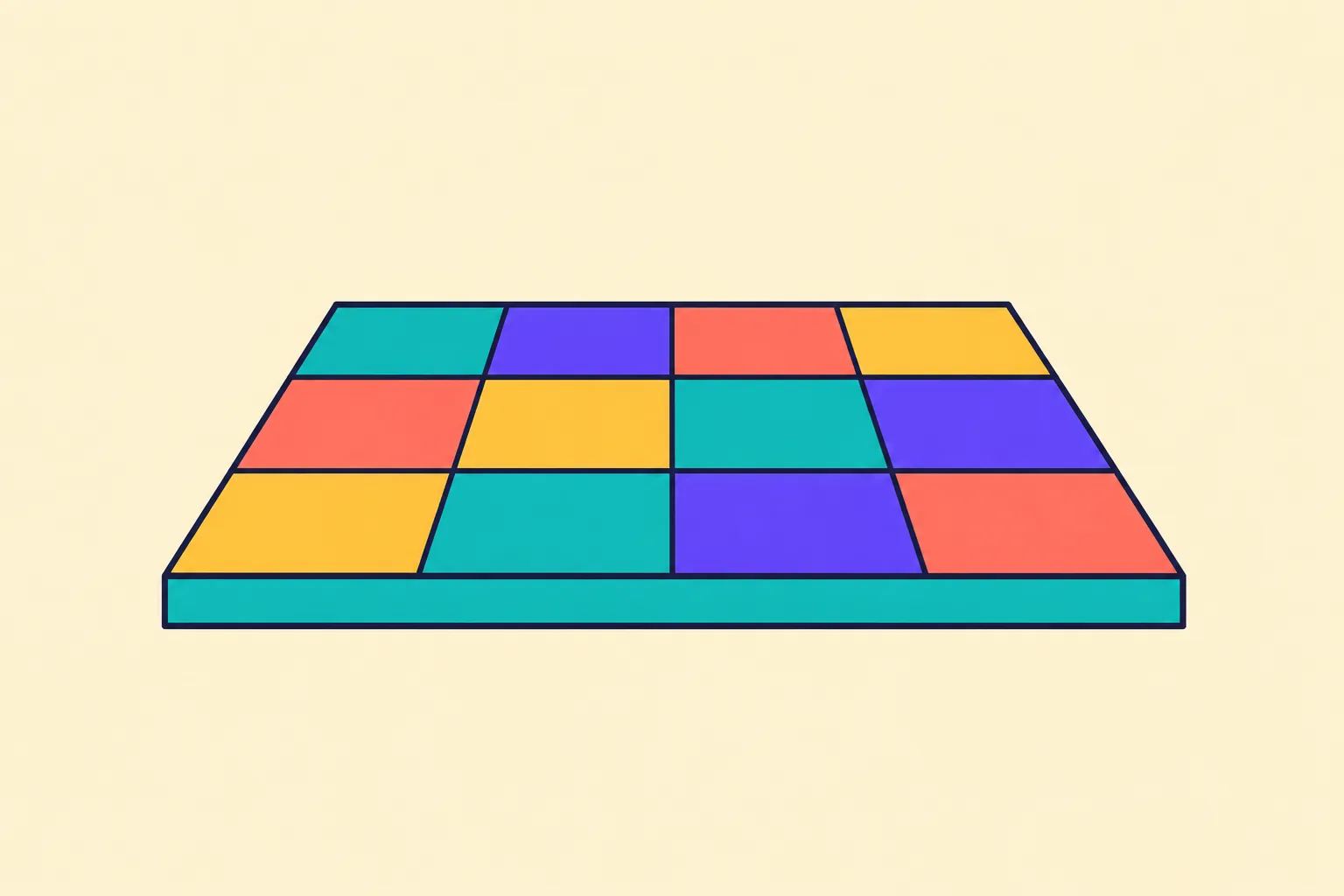 Illustration of an NFT floor price as a level tile platform with a base line